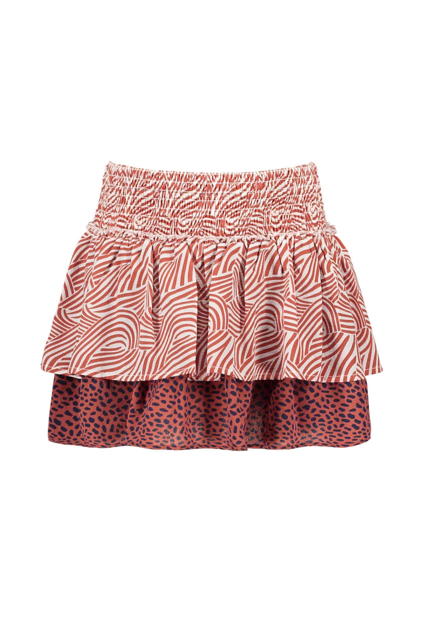 Girls 2-layer mix zebra/mix dots aop skirt