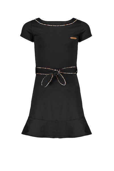 Mikky little black dress with 1/2 sleeves and piping in V-shape at front