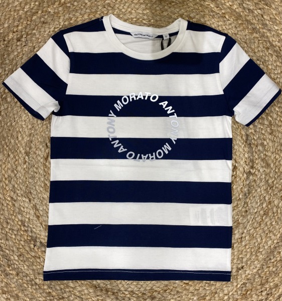 T-SHIRT wide striped REGULAR FIT IN MERCERIZED COTTON WITH REFLECTIVE PRINT