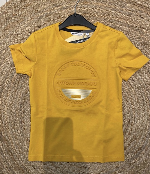 T-SHIRT O REGULAR FIT IN JERSEY COTTON WITH EMBOSSED LOGO AND PLASTIC STRIPES PRINT