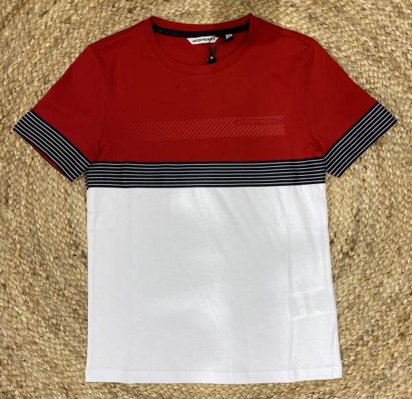 T-SHIRT color block REGULAR FIT  IN JERSEY COTTON  WITH RUBBER PRINT