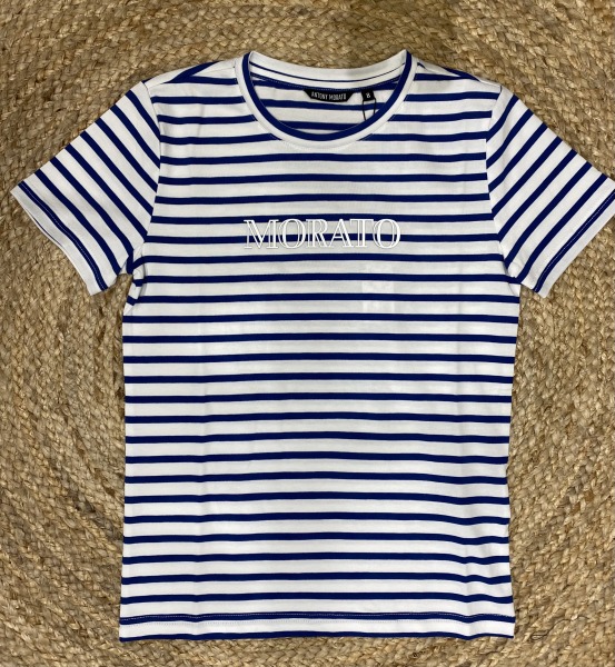 T-SHIRT striped REGULAR FIT IN STRETCH MERCERIZED COTTON WITH RUBBER 3D PRINT