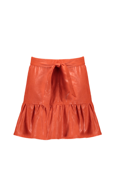 Nilia short skirt fake leather with frill at hem