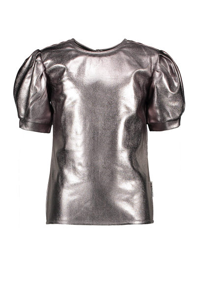 Girls ss pewter top with puff sleeves