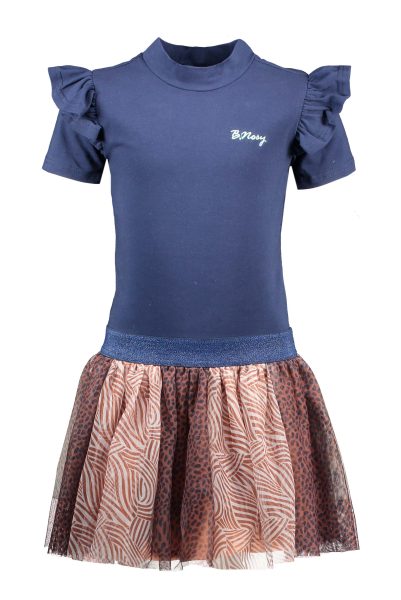 Girls dress with aop mesh skirt