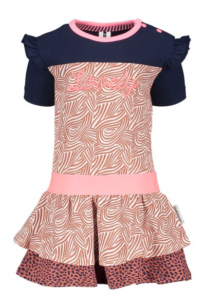 Baby girls dress with 2 layer different aop skirt part